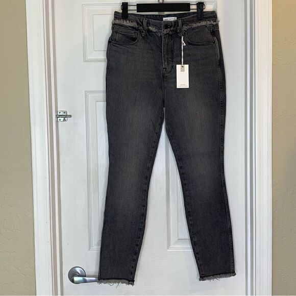 Good American Denim - Good American Good Curve Skinny Crop Jeans Black Size 6